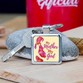 My Mother My God Square Metal Keychain Gift For Mom