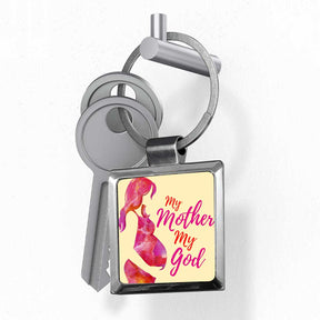 My Mother My God Square Metal Keychain