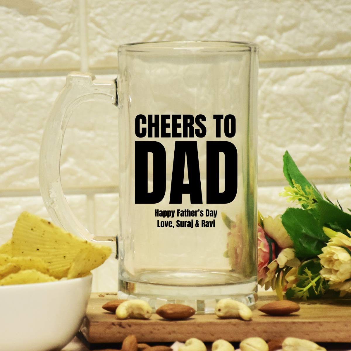 Customized Cheers to Dad Transparent Beer Mug For Father's Day