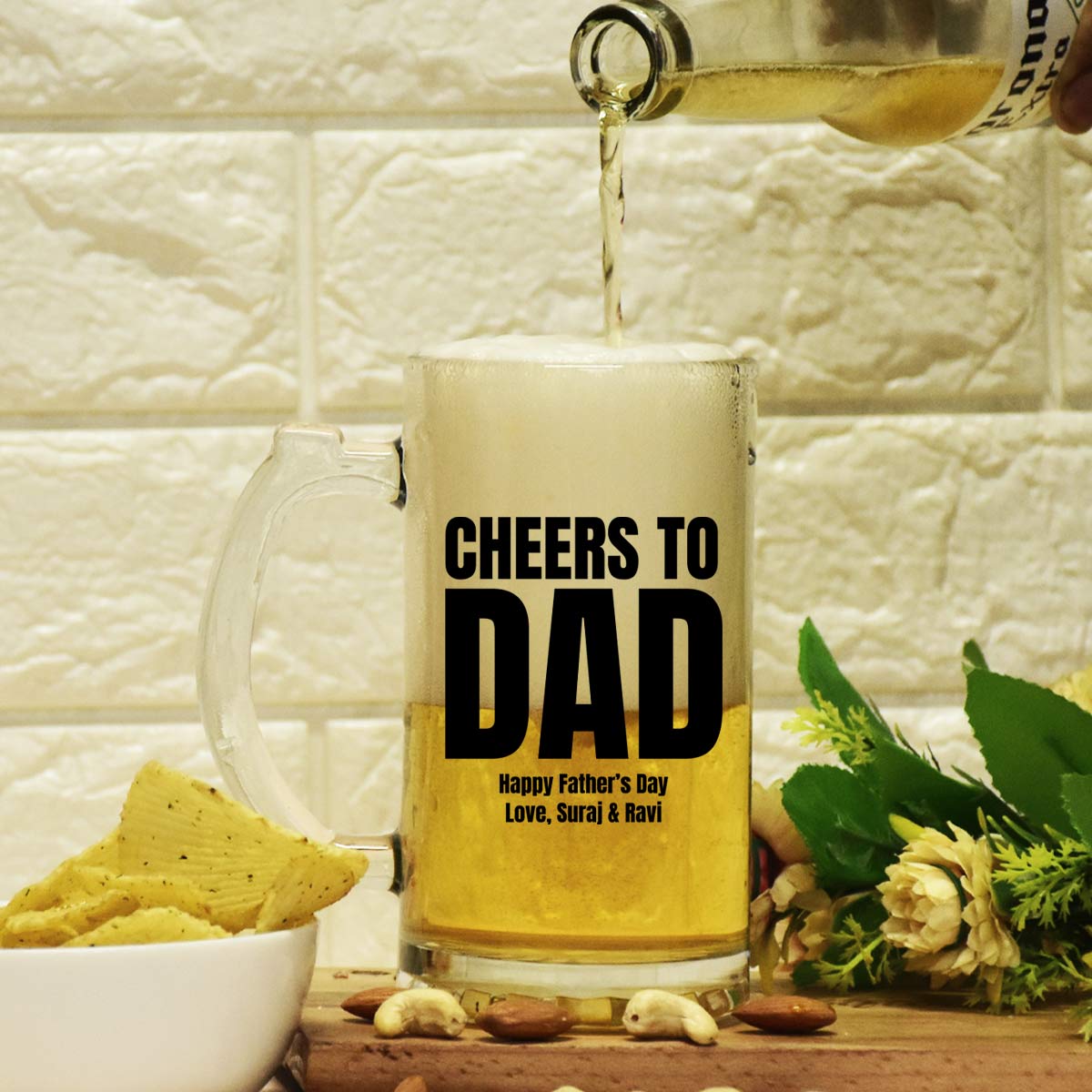 Customized Cheers to Dad Transparent Beer Mug For Father's Day
