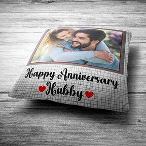 Personalised Happy Anniversary Hubby Cushion