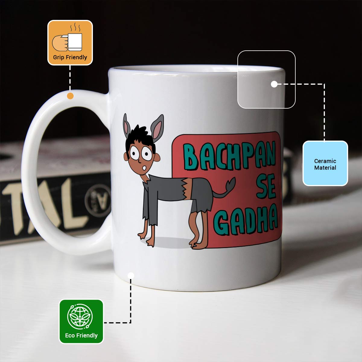 Bachpan se Gadha Ceramic Printed Coffee Mug for Bhai