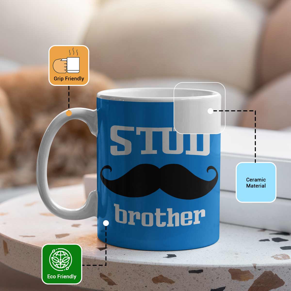 Stud Brother Printed Ceramic Mug Gift for Brother