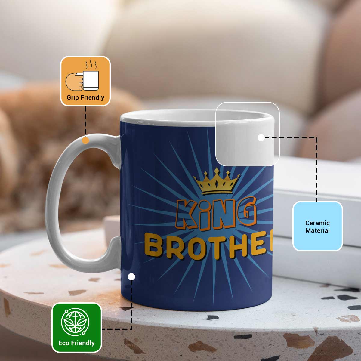 King Brother Printed Ceramic Mug Gift for Bhai