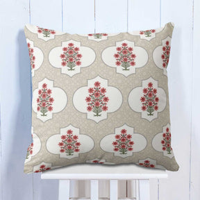 Grey Floral Decorative Cushion