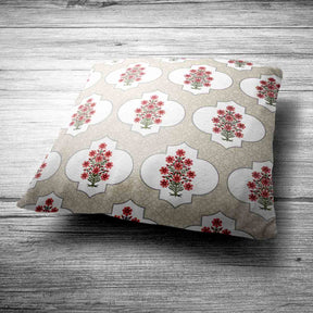 Grey Floral Decorative Cushion