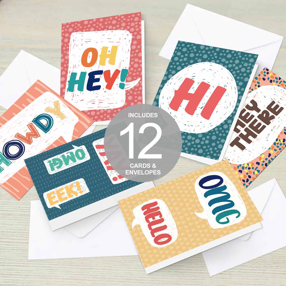 Cheerful Friendship Note Cards - Set of 12