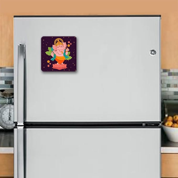 Ganesha on Lotus Fridge Magnet