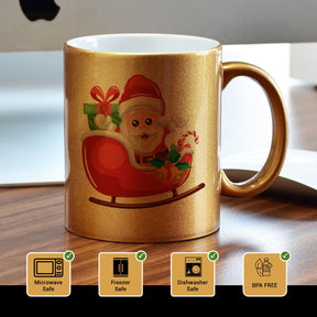 Christmas Santa Ceramic Golden Mug