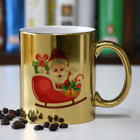 Christmas Santa Ceramic Golden Mug