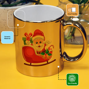 Christmas Santa Ceramic Golden Mug