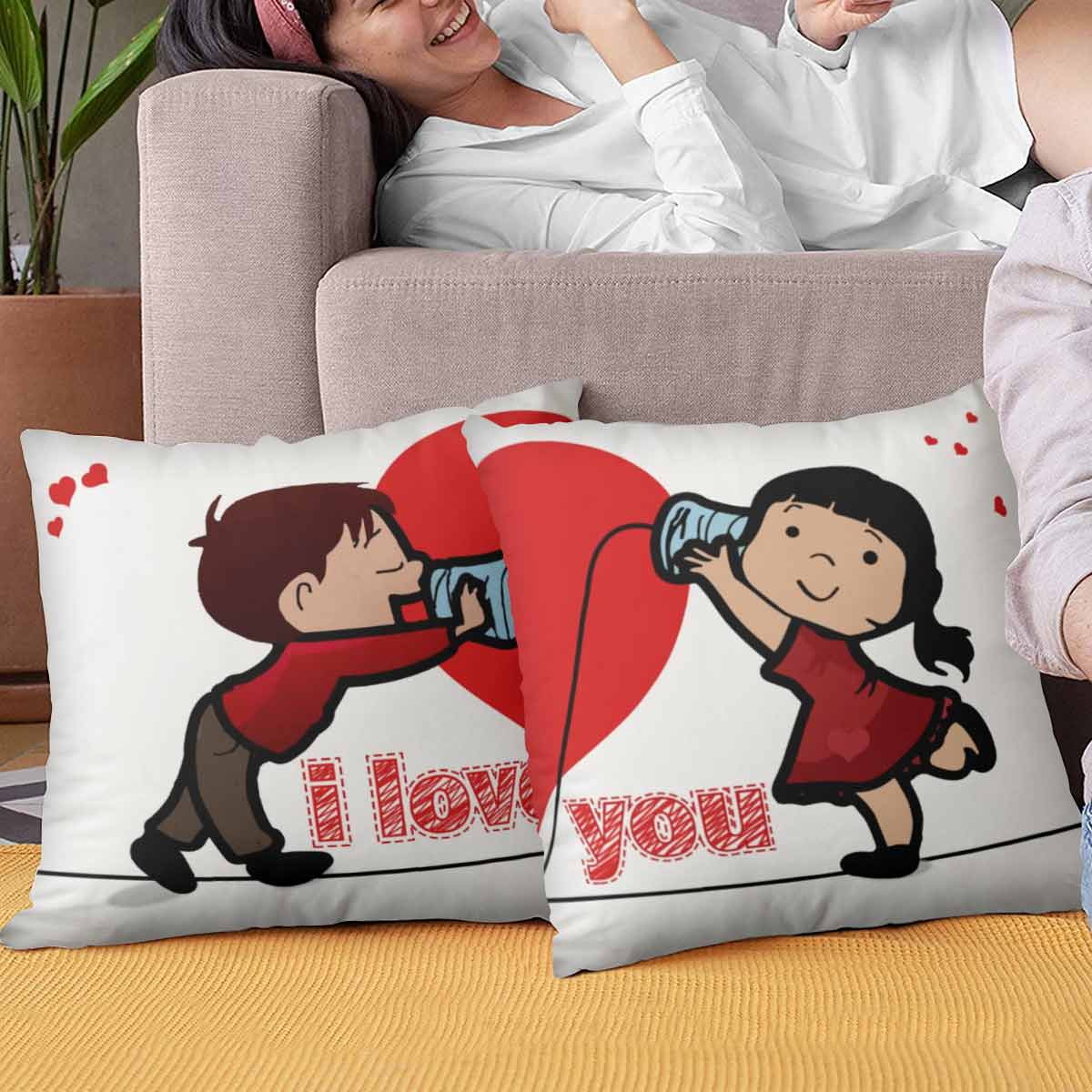 Set of 2 I Love You Cushion