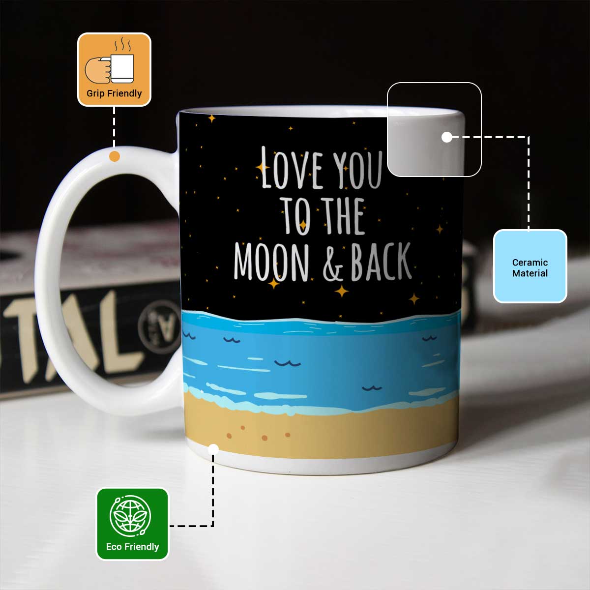 Love You To The Moon And Back Couples Love Coffee Mug for Valentine's Day 3