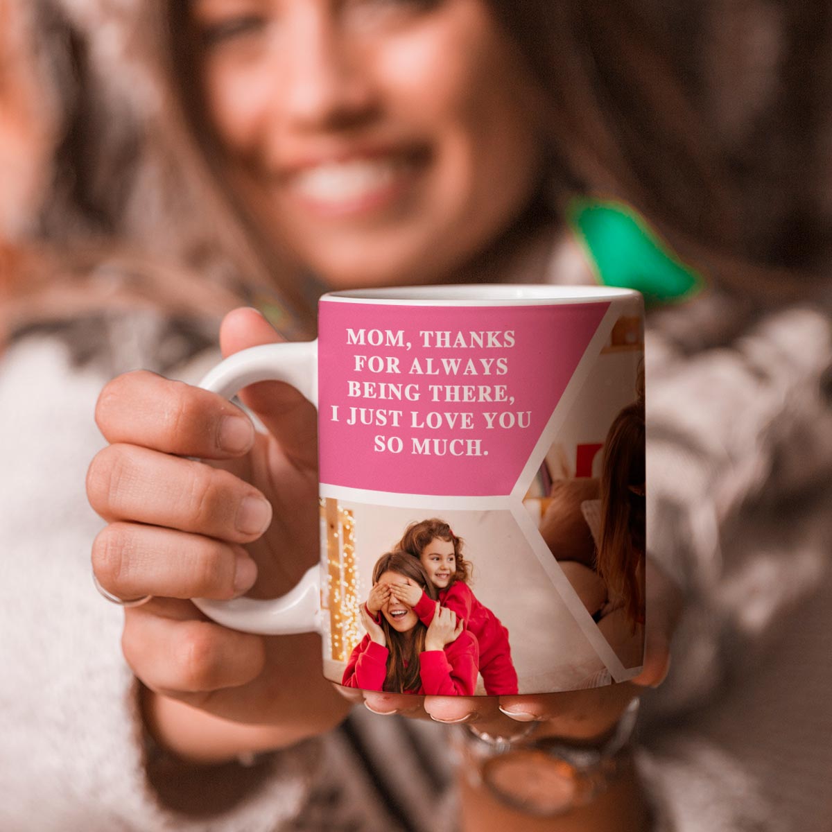 Personalised Love Mom Photo With Name Coffee Mug-1