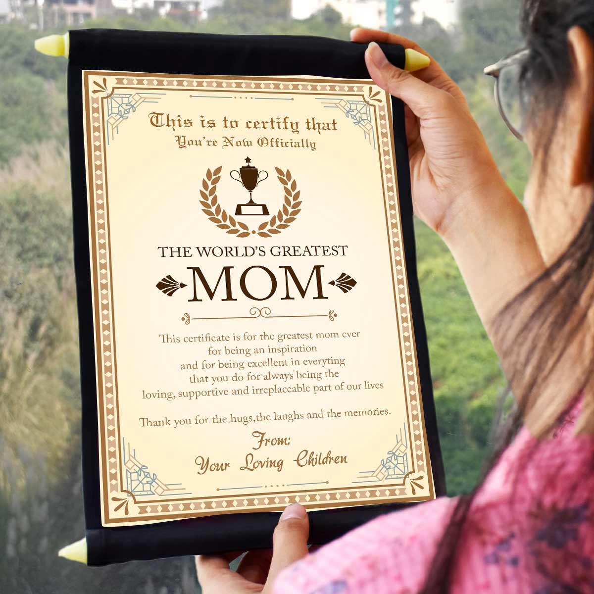The Worlds Greatest Mom Certificate Scroll