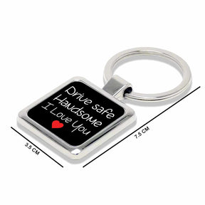 Drive Safe Handsome Square Metal Keychain