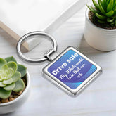 Drive Safe Square Metal Keychain