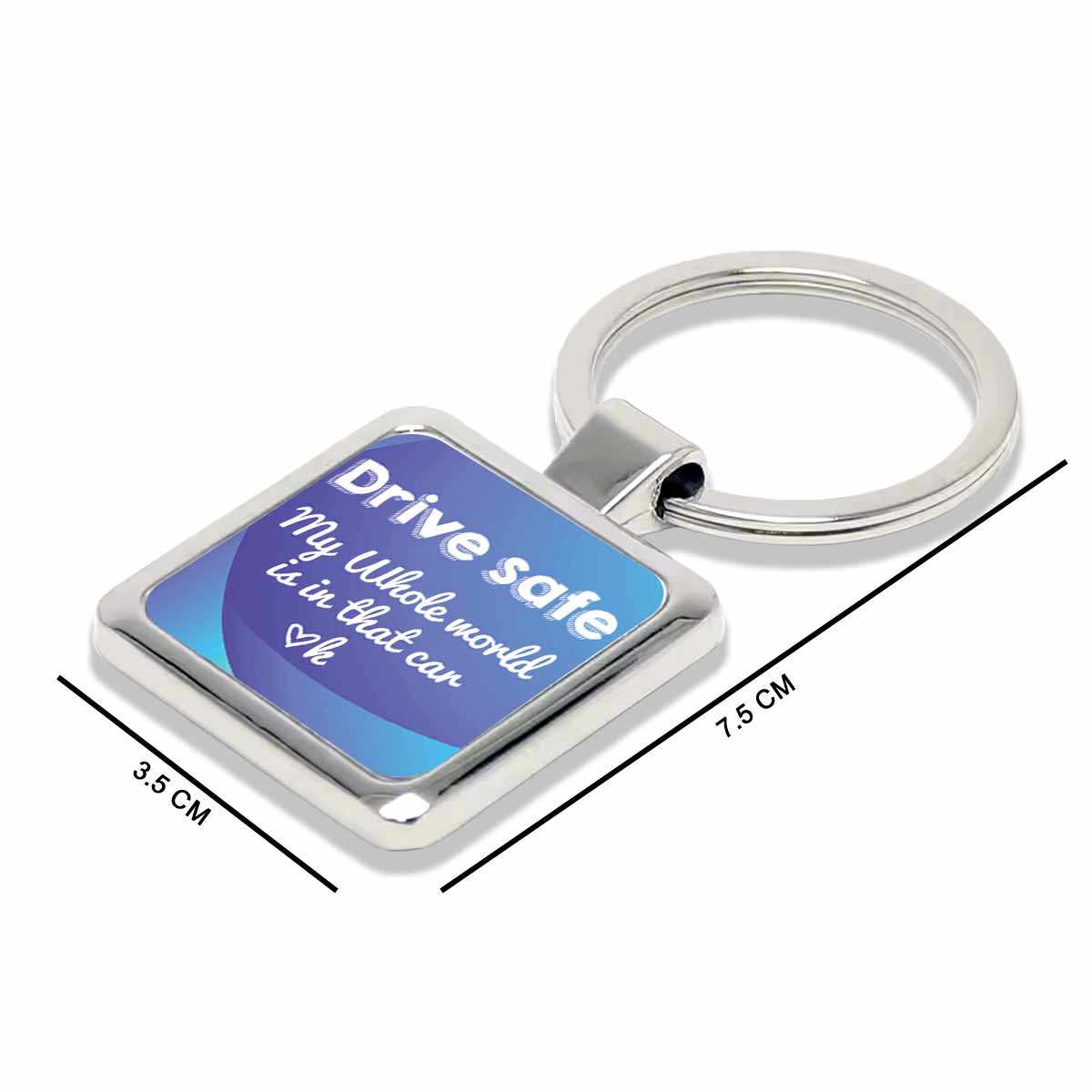 Drive Safe Square Metal Keychain