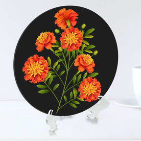 Pastoral Charm: Cow, Lotus, and Marigold Trio for Wall & Table top DŽcor-4