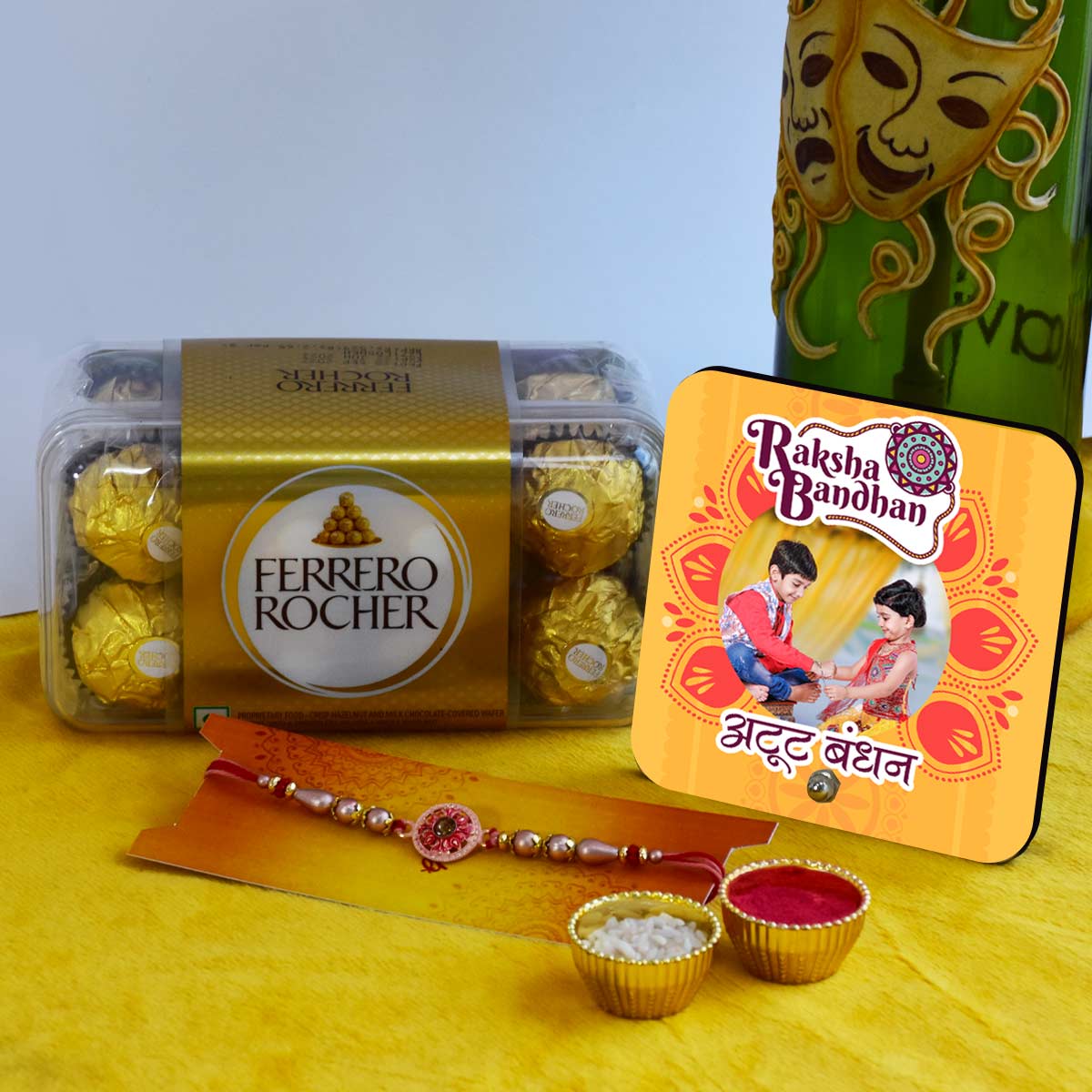 Rakhi, Table Top With Ferrero Rocher Gift Hamper For Raksha Bandhan