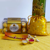 Rakhi, Cashew With Ferrero Rocher Gift Hamper For Raksha Bandhan