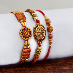 Enchanting Set of 3 Traditional Rakhis: Embrace the Essence of Rakshabandhan