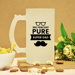 Pure Super Dad Transparent Beer Mug Gift For Father's Day