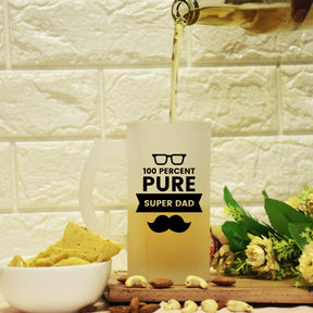 Pure Super Dad Transparent Beer Mug Gift For Father's Day