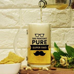 Pure Super Dad Transparent Beer Mug Gift For Father's Day