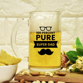 Pure Super Dad Transparent Beer Mug Gift For Father's Day