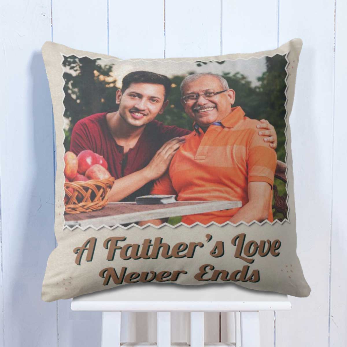 Personalised Fathers Love Never Ends Cushion
