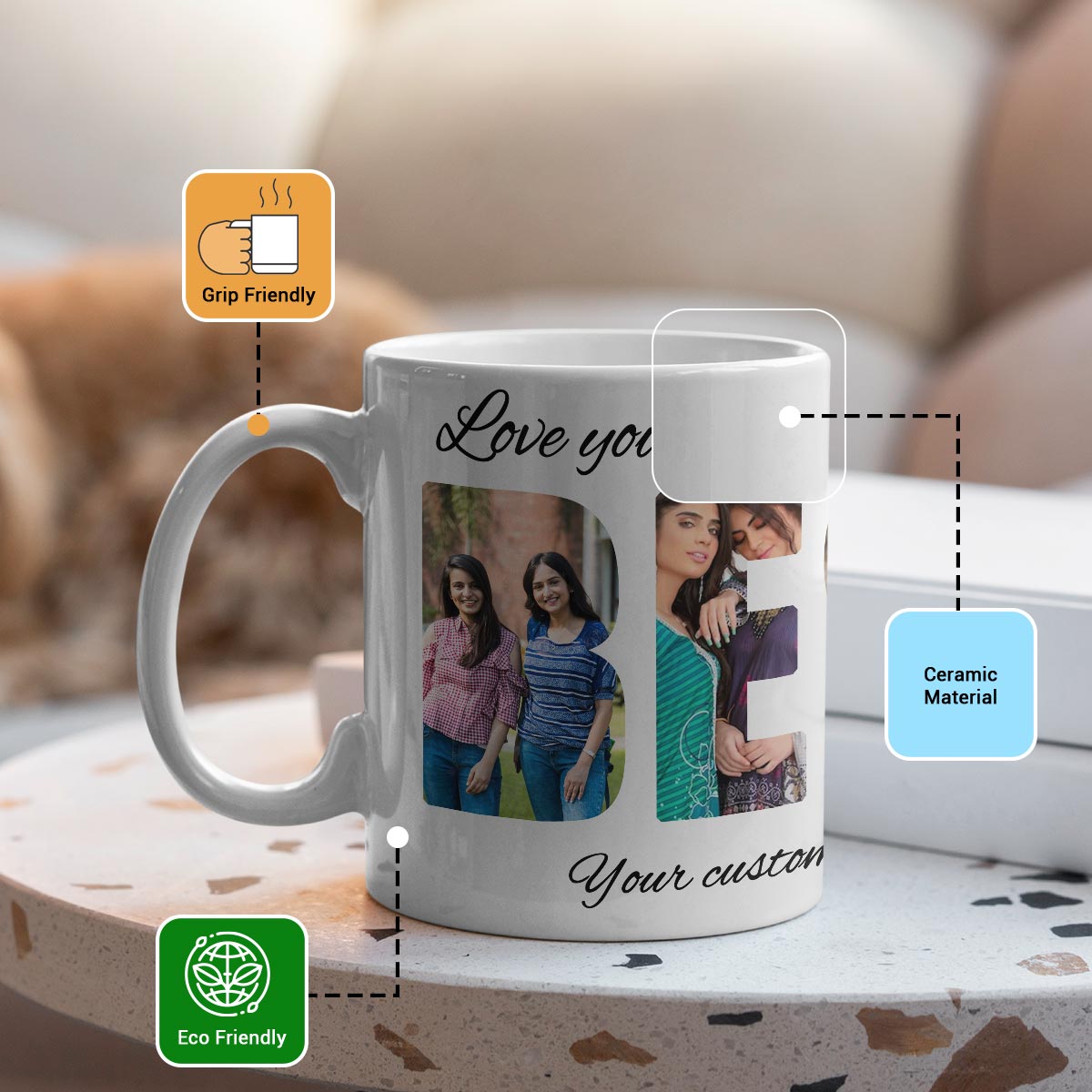 Personalised Love You Bestie Coffee Mug-2