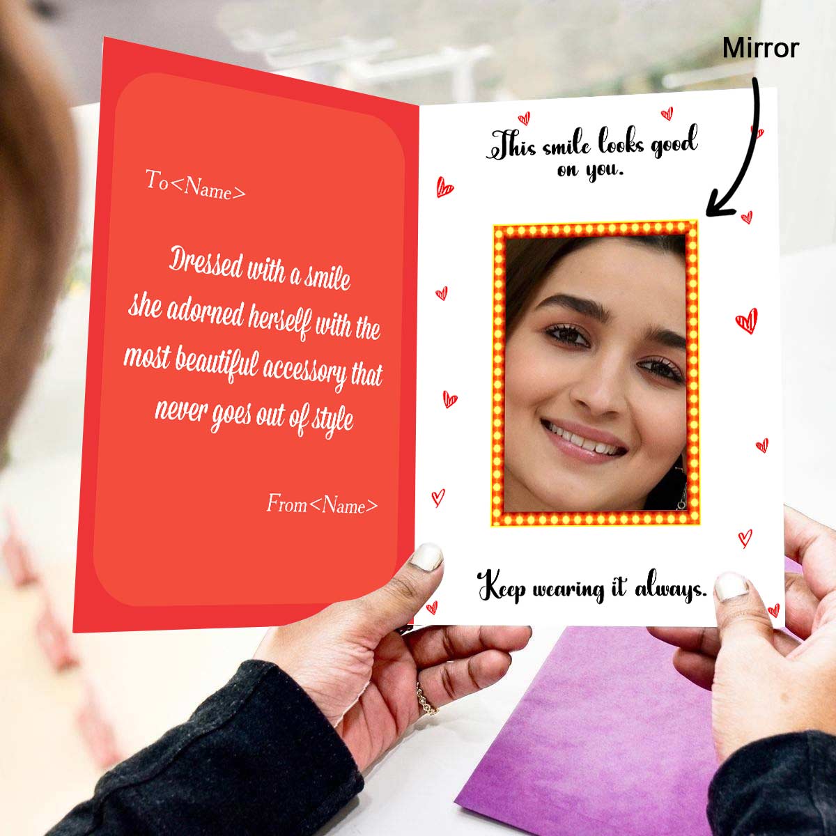 Smile Before You Open Mirror Greeting Card