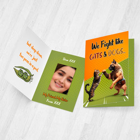 We Fight like Cats & Dogs Mirror Card