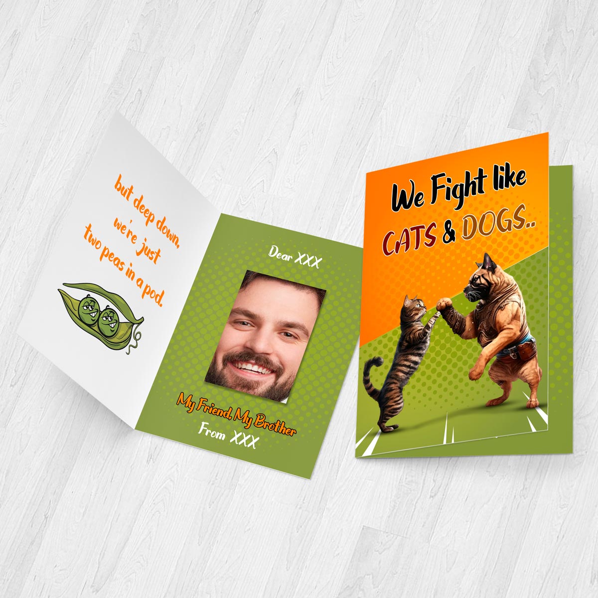 We Fight like Cats & Dogs Mirror Card