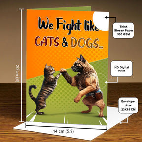 We Fight like Cats & Dogs Mirror Card