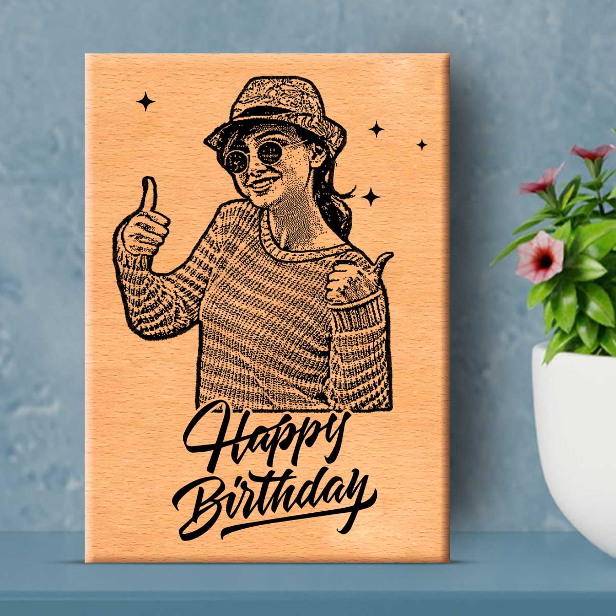 Happy Birthday Wooden Plaque Engraved Photo Frame-1