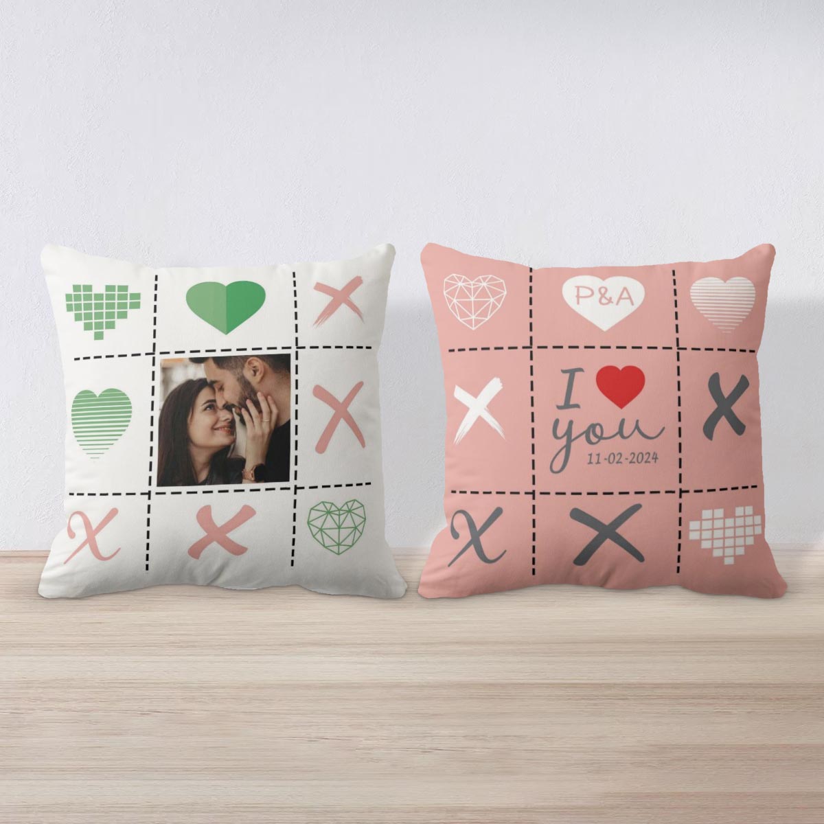 Personalised Knots & Crosses Cushion - Set of 2