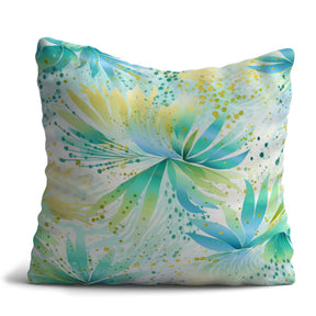 Ethereal Blue Green and Yellow Bliss Cushion (Set of 3)