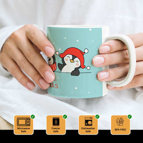 Cheerful Penguins: Merry Christmas Ceramic Mug-4