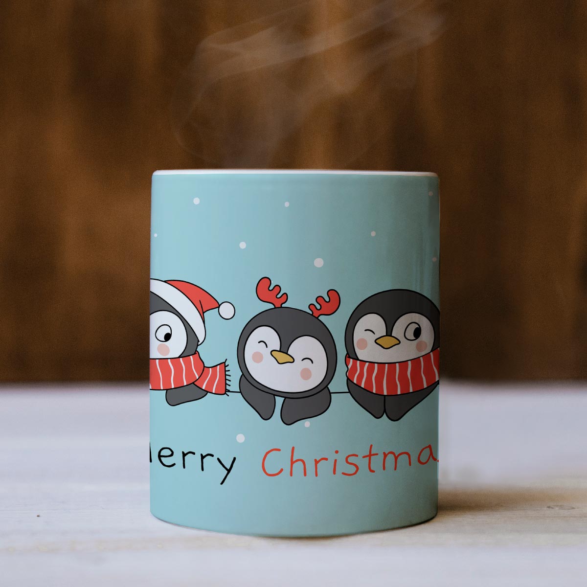 Cheerful Penguins: Merry Christmas Ceramic Mug-6