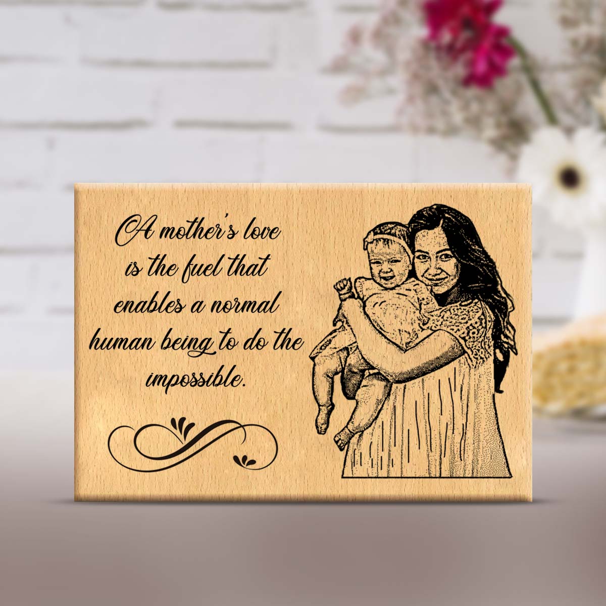 Personalised Mother's Love Wooden Engraved Plaque-1