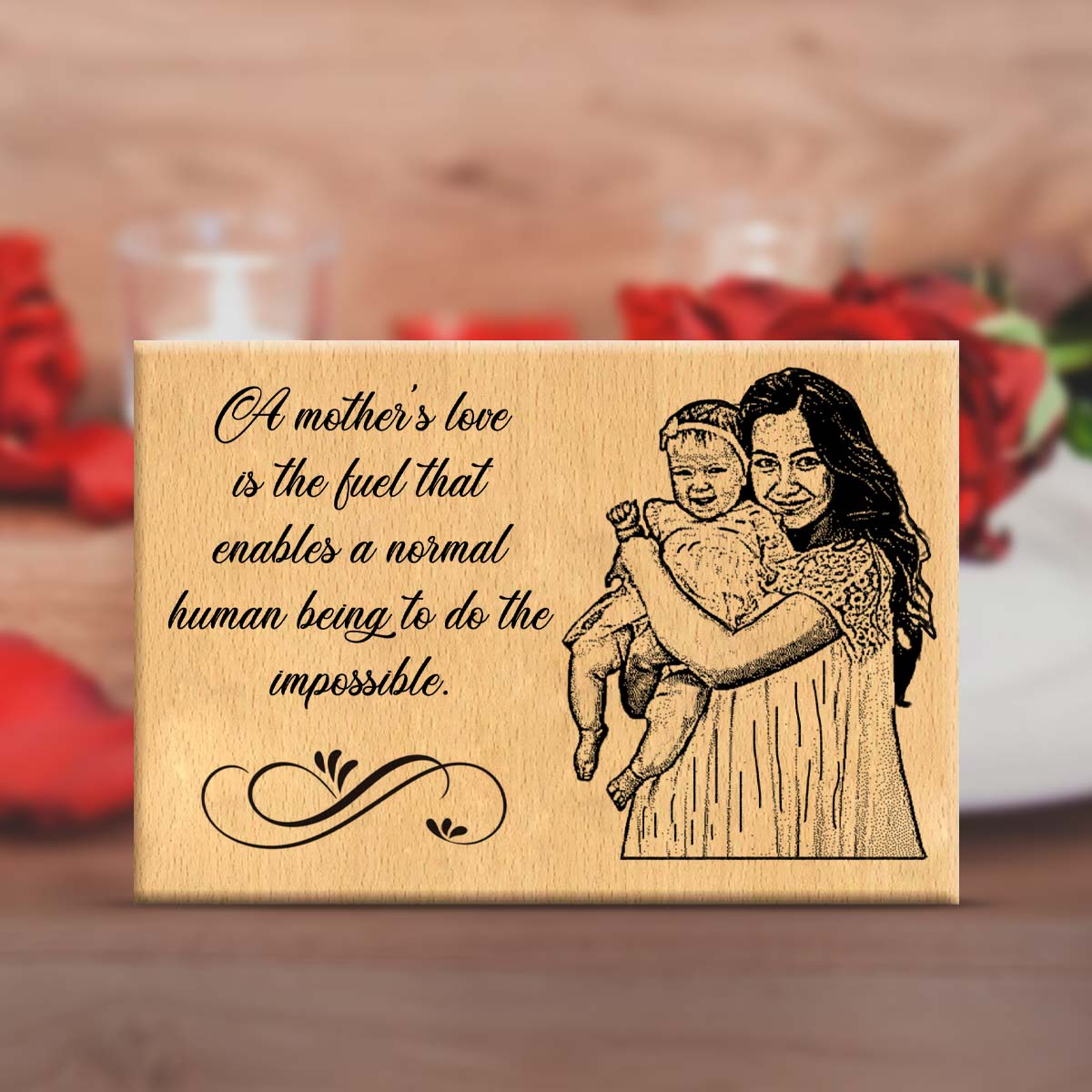 Personalised Mother's Love Wooden Engraved Plaque-2