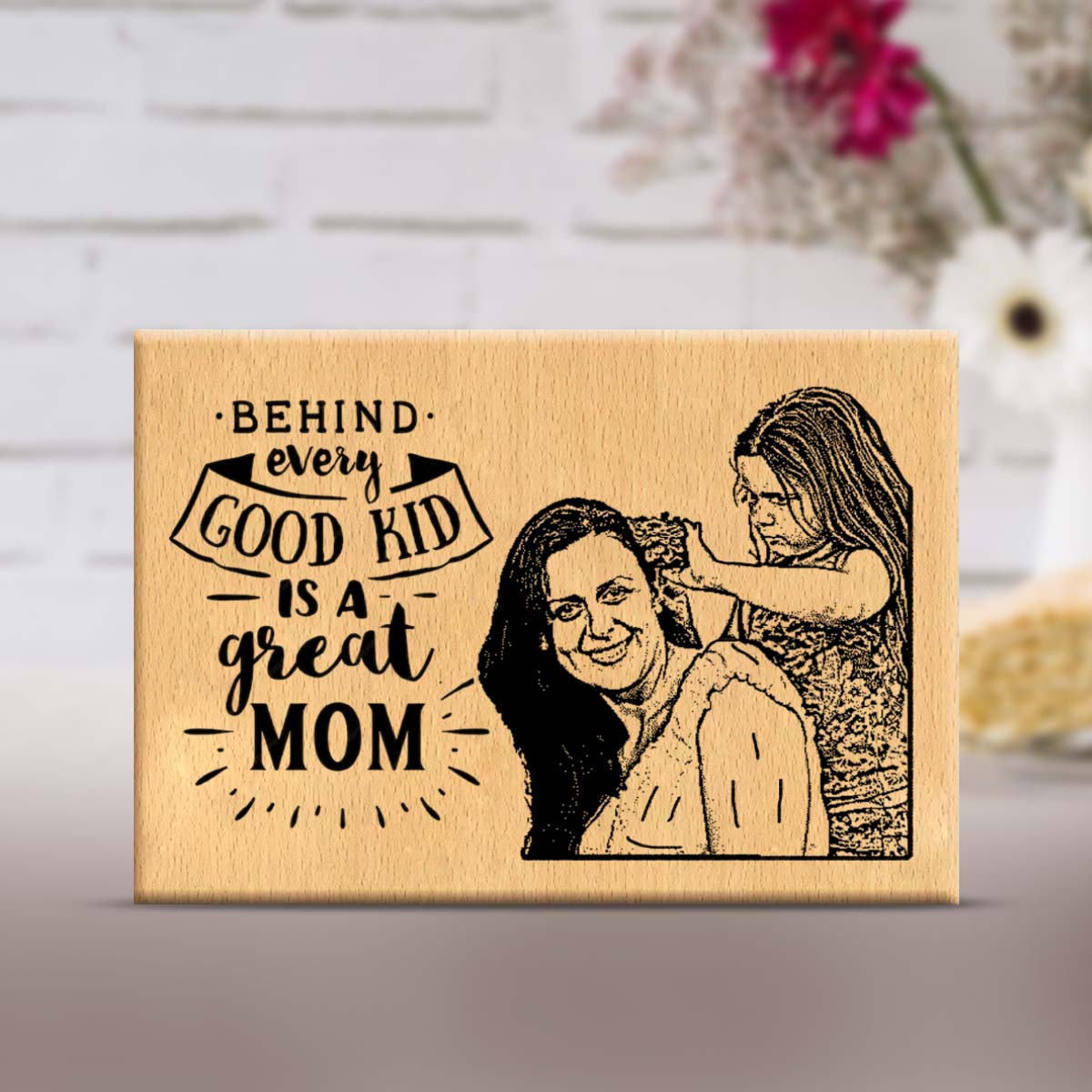 Personalised Behind Good Kid is a Great Mom Wooden Frame Plaque-1