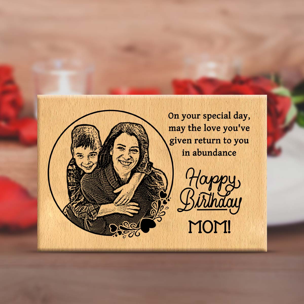 Personalised Happy Birthday Mom Wooden Frame Plaque-2
