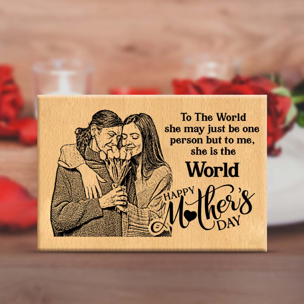 Personalised Happy Mothers Day Wooden Frame Plaque-2
