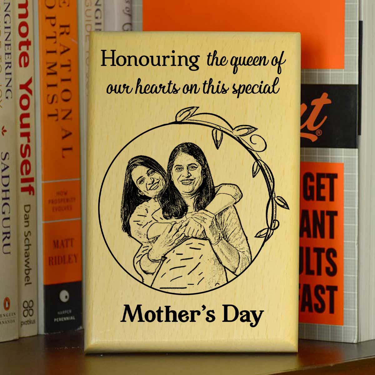 Customized Engraved Wooden Photo Frame For Mother's Day