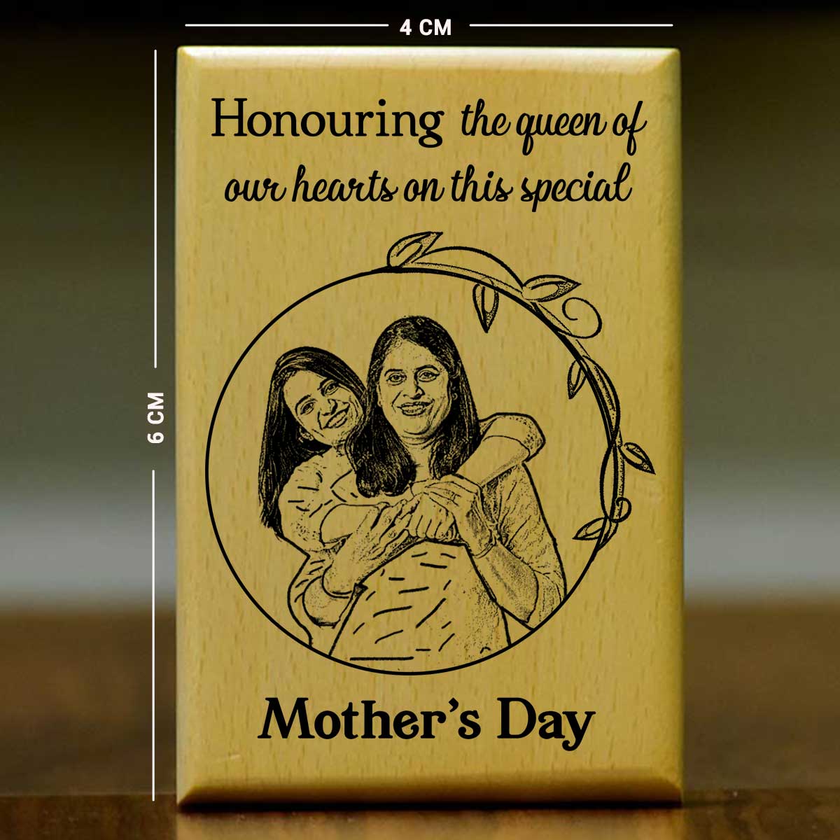 Customized Engraved Wooden Photo Frame For Mother's Day