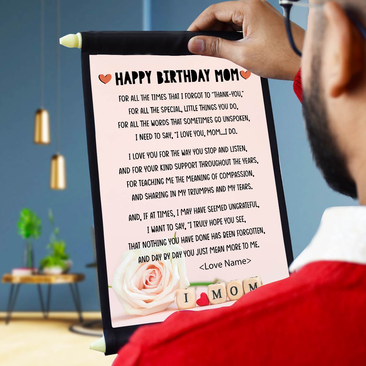 Personalised Happy Birthday Mom Scroll