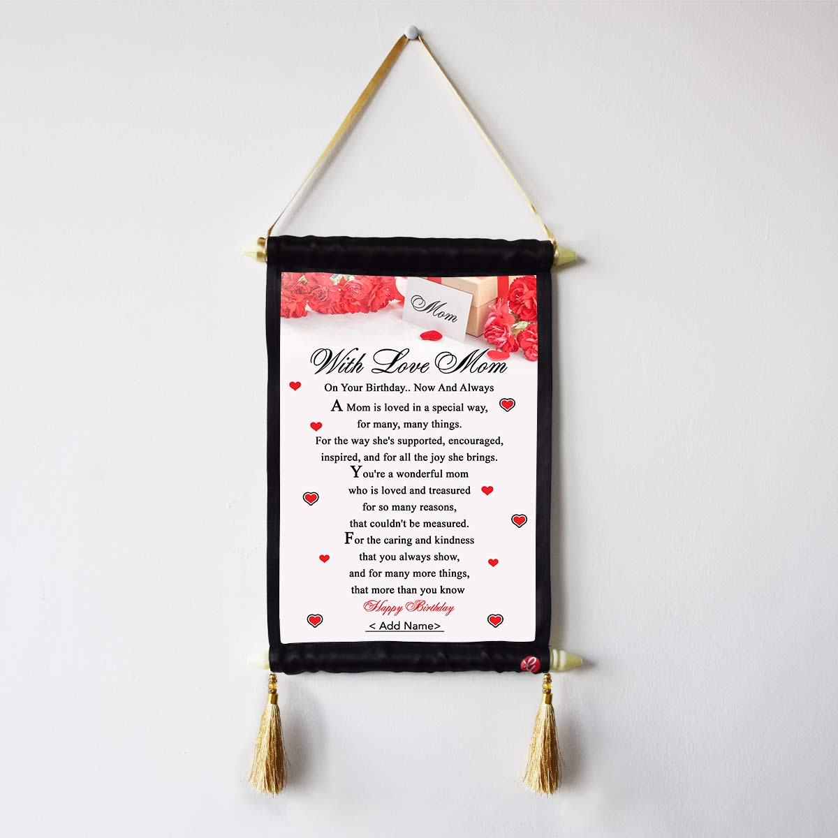 With Love Mom Poly Satin Scroll